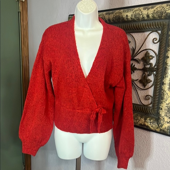 MM by My Michelle Sweaters - MM by My Michelle Sweater - Stunning Red Wrap Sweater for Women Sz XL